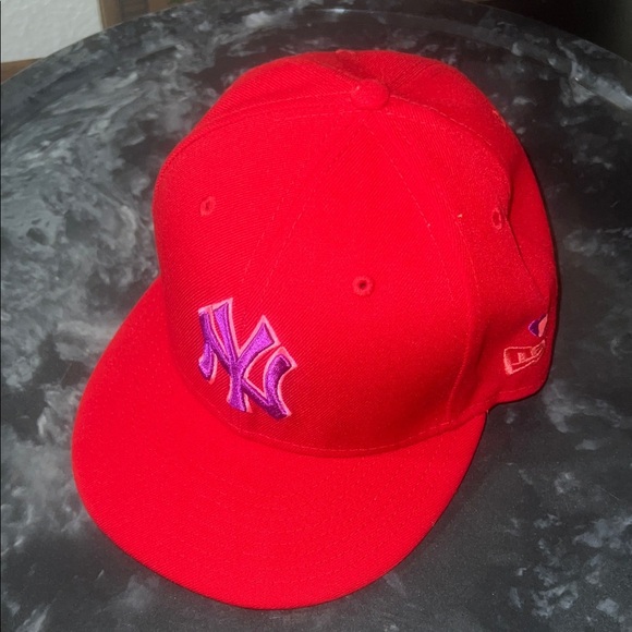 New York Yankees New Era Purple Undervisor Fitted Hat - Red - Picture 1 of 10